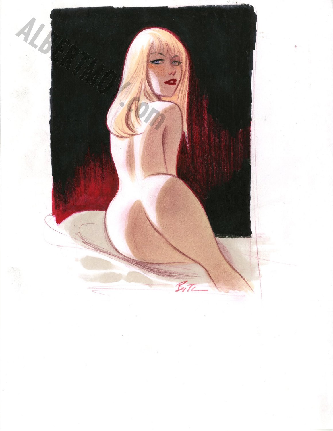 Albert Moy Original Comic Art Blonde Nude Girl By Bruce Timm